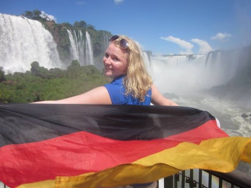 Magdalena em visita às Cataratas do Iguaçu